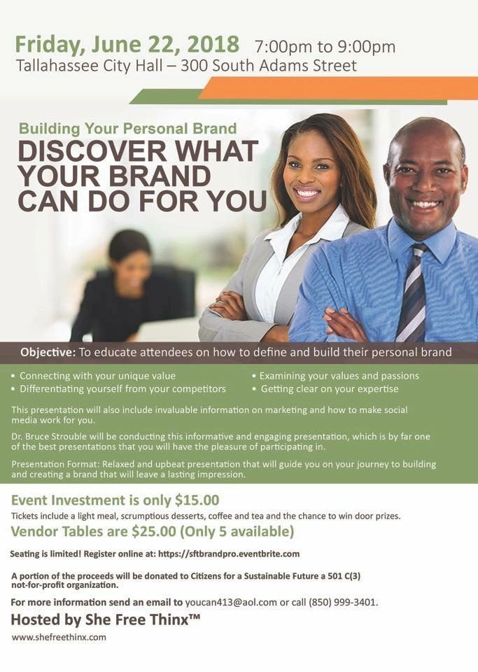 Event flyer for a personal brand workshop